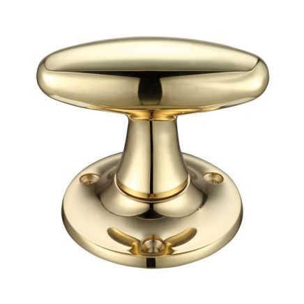 Zoo Hardware Extended Oval Mortice Knob Furniture 60mm Rose dia. - Polished Brass