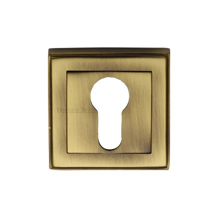 Heritage Brass Euro Profile Cylinder Escutcheon Antique Brass finish