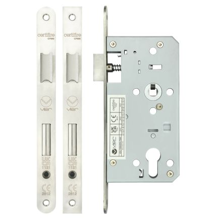 Zoo Hardware Din euro sashlock - 72mm c/c - backset 55mm - radius - Satin Stainless