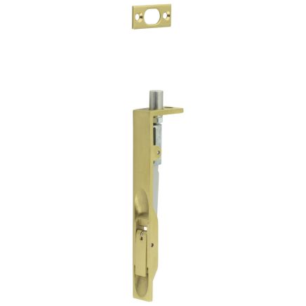 Stainless Steel Flush Bolts JSS50 Satin Brass 150mm x 20mm Square Forend - By Frelan Hardware - JSS50SB