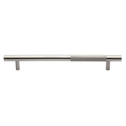 Heritage Brass Door Pull Handle Bar Knurled Design 457mm Satin Nickel Finish