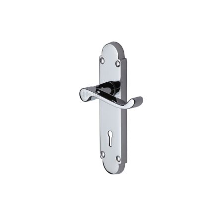 Heritage Brass Door Handle Lever Lock Builders' Range Polished Chrome finish