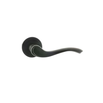 Old English Warwick Lever Door Handle on Round Rose - Matt Black (Pair)