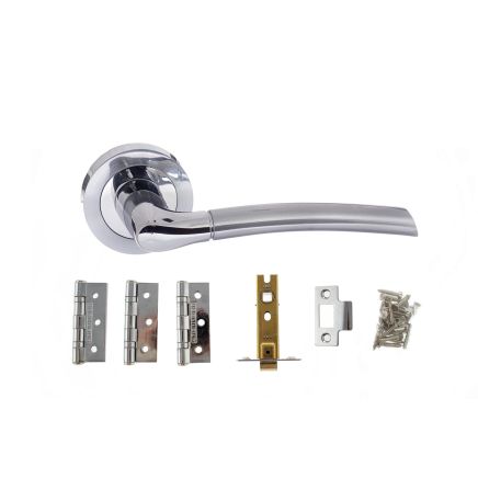 Atlantic Swell Door Pack Bundle (2.5" Latch, 3"x2" Hingesx3) - Satin Chrome/Polished Chrome