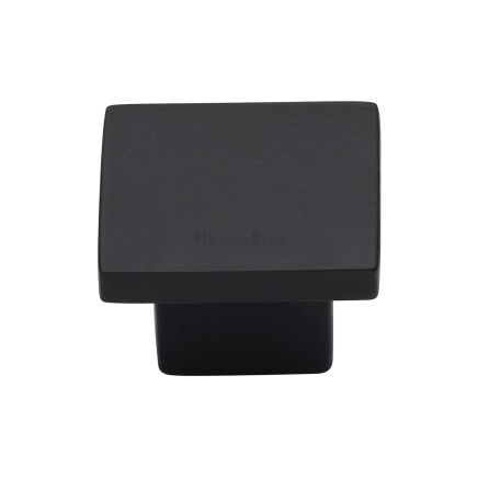Heritage Brass Cabinet Knob Classic Square Design 32mm Matt Black finish