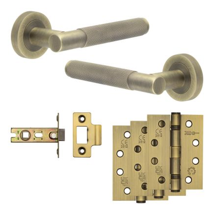 Complete Bari Door Handle Pack - Internal Doors - Antique Brass - By Frelan Hardware - JE-D1A-AB