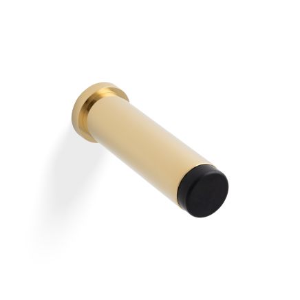 Valli 76 x 20mm - Wall Mounted Plain Doorstop on Rose - Concealed Fix - Polished Brass PVD