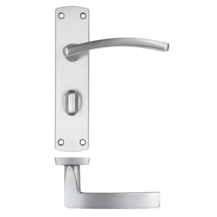 Zoo Hardware Toledo lever on bathroom backplate - Satin Chrome