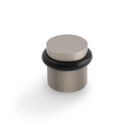 Valli 38 x 35mm - Floor Mounted Knurled Doorstop - Concealed Fix - Satin Nickel PVD