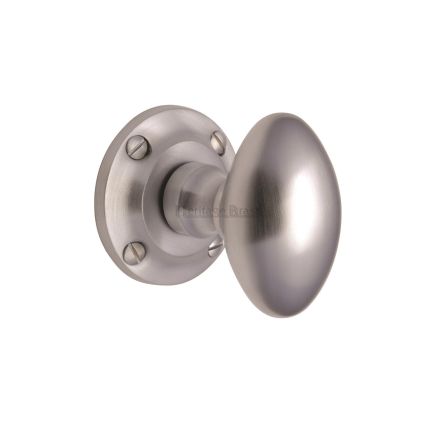 Heritage Brass Mortice Knob on Rose Suffolk Design Satin Chrome finish