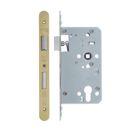 Zoo Hardware Din Euro Sashlock- Backset 60mm - 2 Pc Forend - Radius - PVDSB- Single Throw - Satin