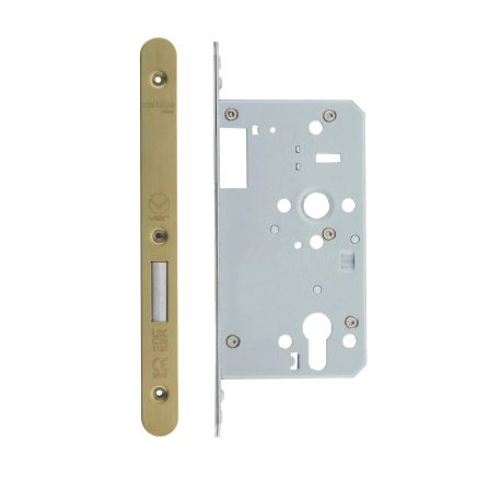 Zoo Hardware Din Euro Deadlock- Backset 60mm - 2 Pc Forend - Radius - PVDSB- Single Throw - Satin