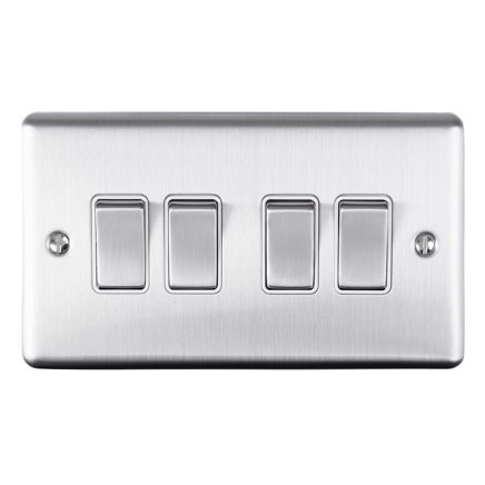 Eurolite Enhance Decorative 4 Gang Switch Satin Stainless Steel