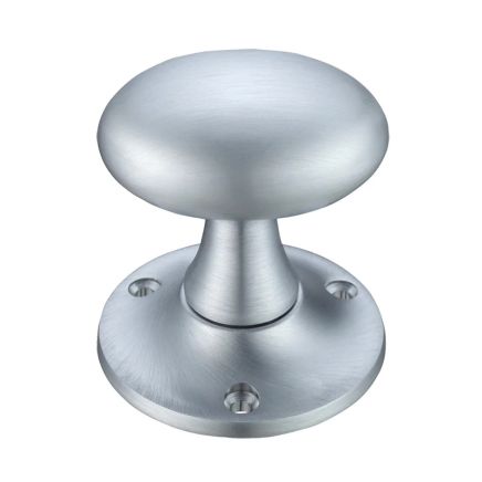 Zoo Hardware Oval Mortice Knob Furniture 60mm Rose dia. - Satin Chrome