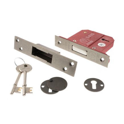 Atlantic 5 Lever Key Deadlock [BS] 2.5" - Distressed Silver