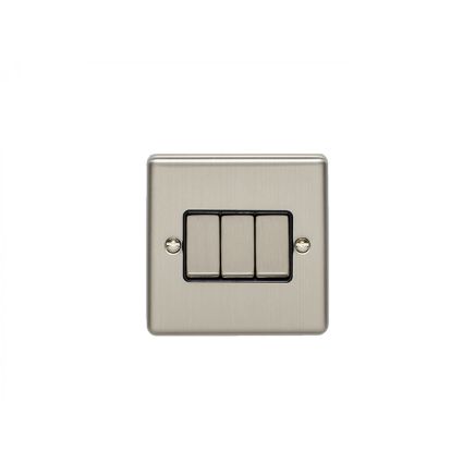 Eurolite Satin Stainless 3 Gang Switch Satin Stainless Steel