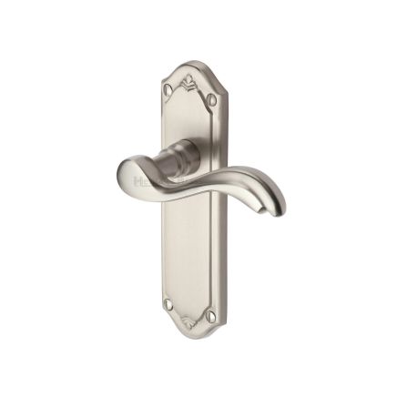 Heritage Brass Door Handle Lever Latch Lisboa Design Satin Nickel finish