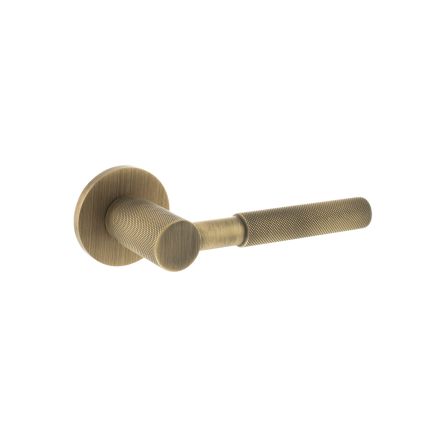 Millhouse Brass Mason Knurled Lever Door Handle on 5mm Slimline Round Rose - Yester Bronze