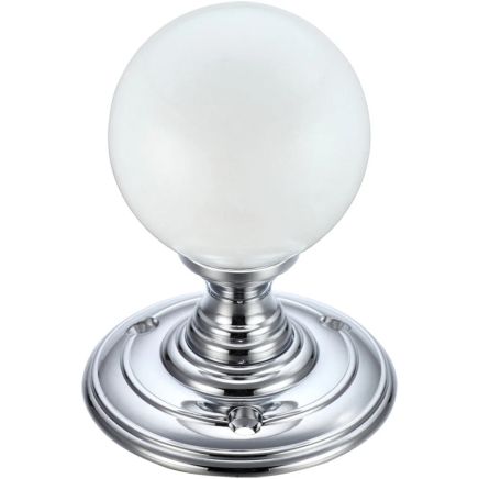 Zoo Hardware Glass Ball Mortice Knob - Frosted 55mm - Polished Chrome