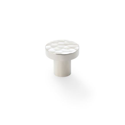 Alexander & Wilks - Hanover Hammered Cupboard Knob - Polished Nickel - 30mm