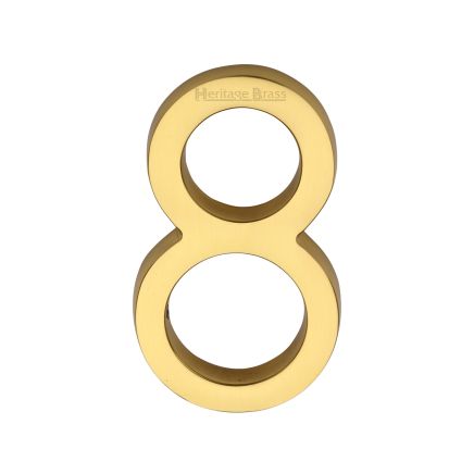 Heritage Brass Numeral 8 Concealed Fix 76mm (3") Unlacquered Brass finish