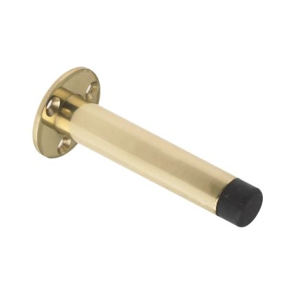 Zoo Hardware Door Stop - Cylinder with Rose 90mm - Face Fix - Brass