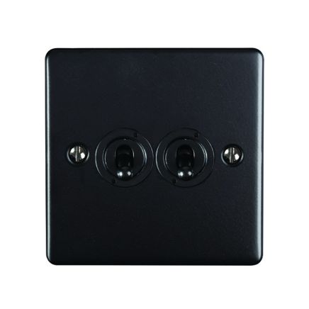Eurolite Enhance Decorative 2 Gang Toggle Switch Matt Black
