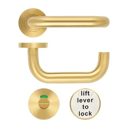 Zoo Hardware 19mm Lift to Lock Tubular Return to Door Lever set -Push On Rose - Grade 304 - PVD Satin Brass