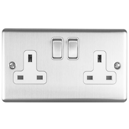 Eurolite Enhance Decorative 2 Gang Socket Satin Stainless Steel