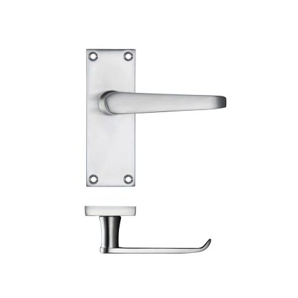 Zoo Hardware Project Victorian flat lever on latch backplate - 114 x 40mm - Satin Chrome