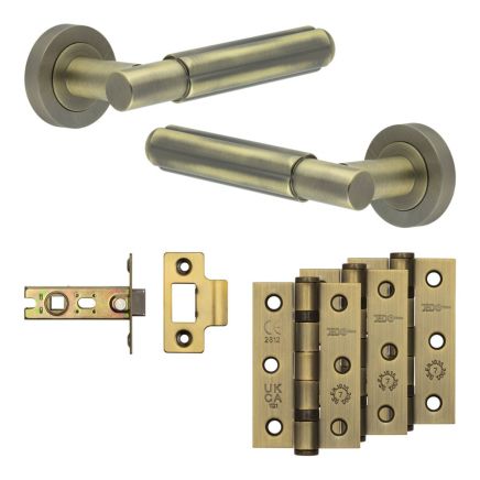 Complete Bloom Door Handle Pack - Internal Doors - Antique Brass - By Frelan Hardware - JE-B1B-AB