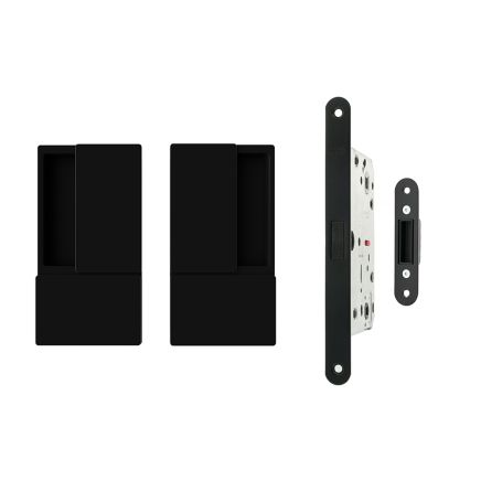 AGB Wave Flush Door Handle & Latch Set - Matt Black