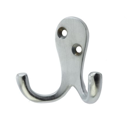 Jedo Double Robe Hooks 53mm Satin Chrome - By Frelan Hardware - JV62SC