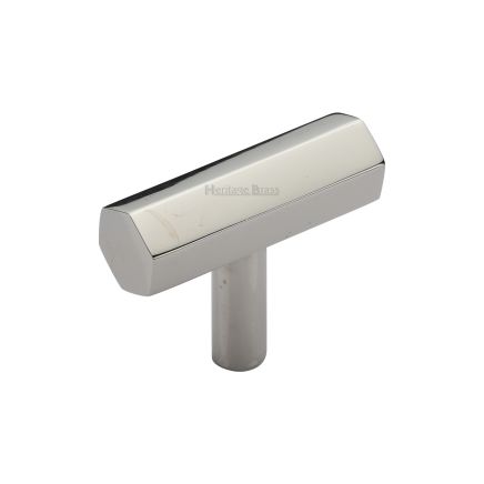 Heritage Brass Cabinet Knob Hexagon Bar Design 41mm Polished Nickel finish