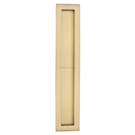 Reeded Rectangular Flush Pull 300 x 58mm Satin Brass finish