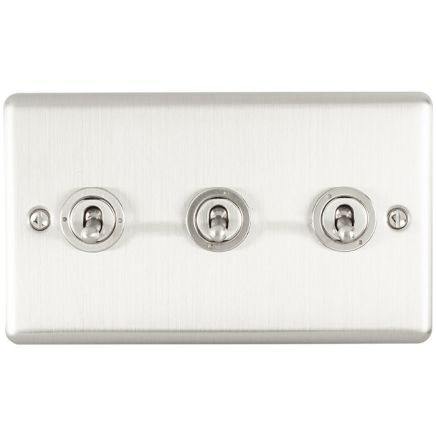 Eurolite Enhance Decorative 3 Gang Toggle Switch Satin Stainless Steel