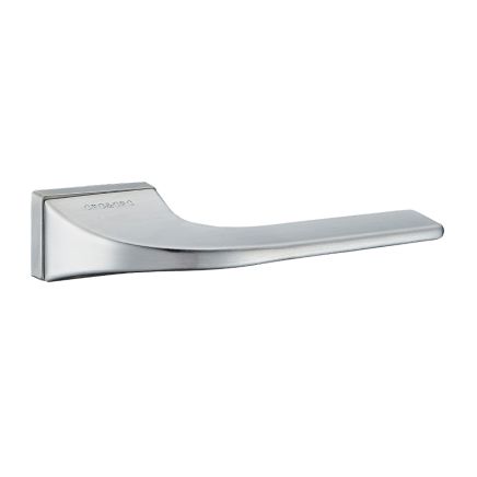 Oro & Oro Oia Lever Door Handle on Square Rose - Satin Chrome (Pair)