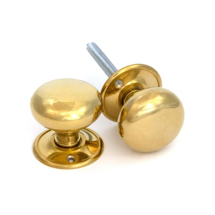 Polished Brass 49mm Mushroom Mortice/Rim Knob Set