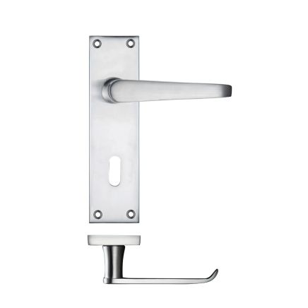Zoo Hardware Project Victorian flat lever on lock backplate 150 x 40mm - Satin Chrome