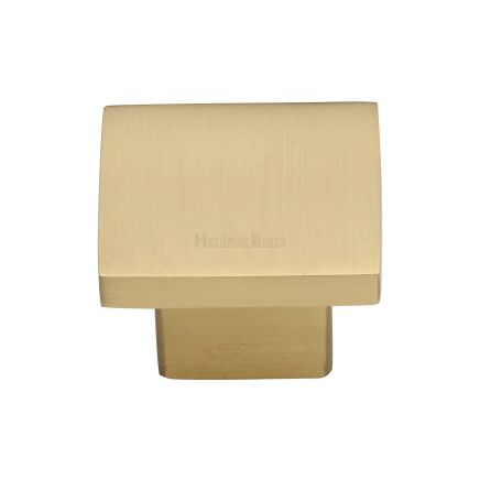 Heritage Brass Cabinet Knob Classic Square Design 32mm Satin Brass finish