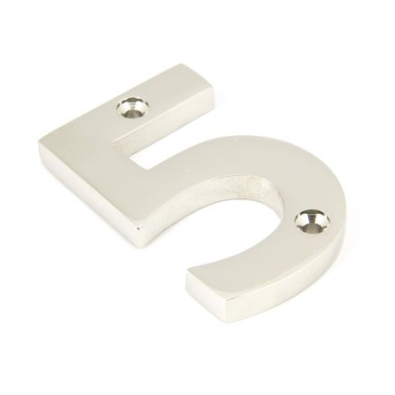 Polished Nickel Numeral 5