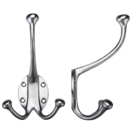 Zoo Hardware Double Hat and Coat Hook - Satin Chrome