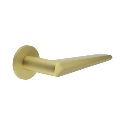 CR-107 Satin Brass Sprung Round Rose Door Handle - By Frelan Hardware - CR-107A1SB