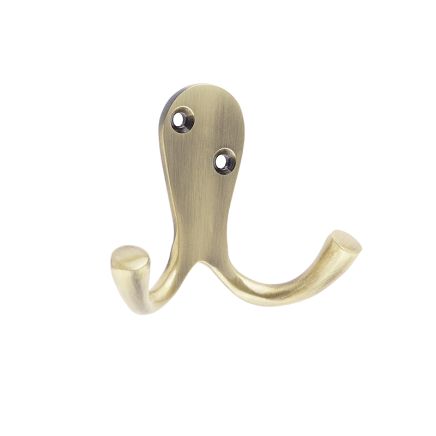 Jedo Double Robe Hooks 53mm Antique Brass - By Frelan Hardware - JV62AB