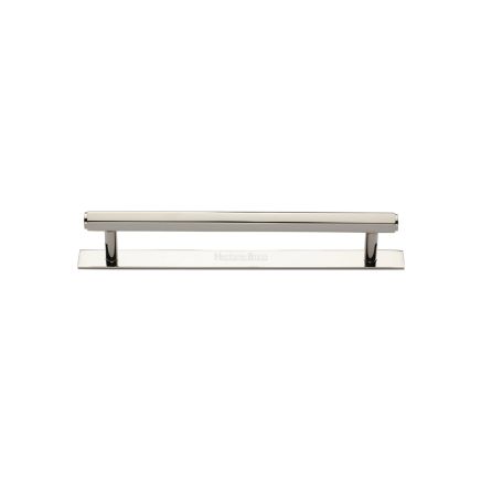 Heritage Brass Cabinet Pull Hexagonal Design with Plate 96mm CTC Polished Nickel Finish