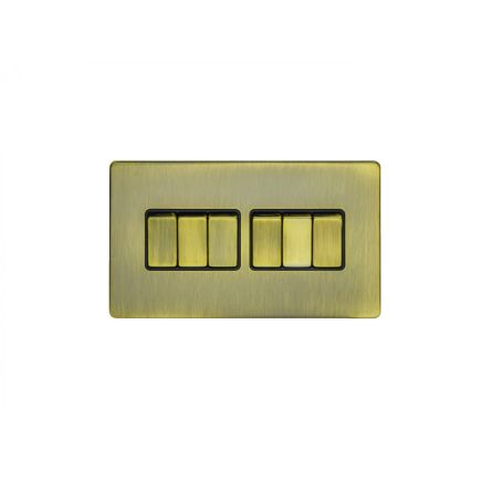Eurolite Concealed 3mm 6 Gang Switch Antique Brass
