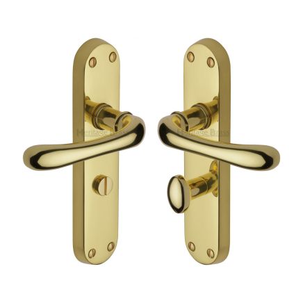 Heritage Brass Door Handle for Bathroom Luna Design Polished Brass finish