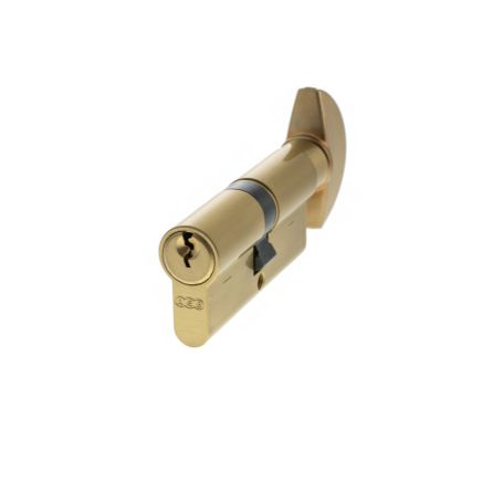 AGB Euro Profile 5 Pin Cylinder Key to Turn 35-35mm (70mm) Keyed Alike - Satin Brass