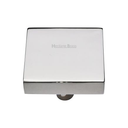 Heritage Brass Cabinet Knob Square Design 38mm Polished Nickel finish