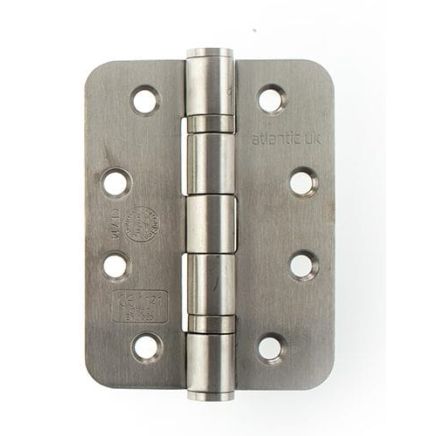 Atlantic Radius Corner Ball Bearing Hinges Grade 13 Fire Rated 4" X 3" X 3mm - Satin Stainless Steel (Pair)